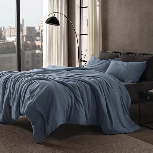 SLEEP ZONE Twin/Twin XL Size Comforter Set, Fluffy Lightweight and Breathable Bedding Set with 1 Comforter and 1 Pillow Sham, Flint Stone Blue