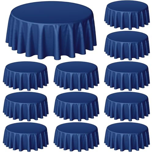 Buryeah 12 Pcs 84 Inch Navy Blue Round Plastic Table Cloth Waterproof Tablecloth Circle Table Covers for Bridal Wedding Birthday A Tini Bit Older Party Gender Reveal Baby Shower