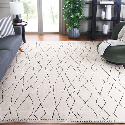 Safavieh Boho Rug for Living Room, Dining Room, Bedroom - Melody Collection, Short Pile, in Ivory and Black, 244 X 305 cm