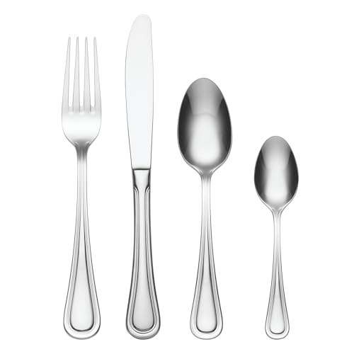 Oneida Barcelona 24 Piece Cutlery Set - Stainless Steel Cutlery Set for 6, Heavy Weight & Mirror Finish, Rust Resistant & Dishwasher Safe Durable Flatware, Silver