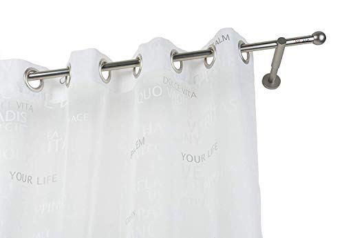 InCasa Curtain Pole: 20 mm Without Rings, Length 260 cm, Satin Steel with Longer mounts-Complete, Stainless, Grey