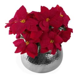Leaf Artificial Christmas Xmas Red Poinsettia 40cm Houseplant in Pot, Silk, Large Silver Straight Edge