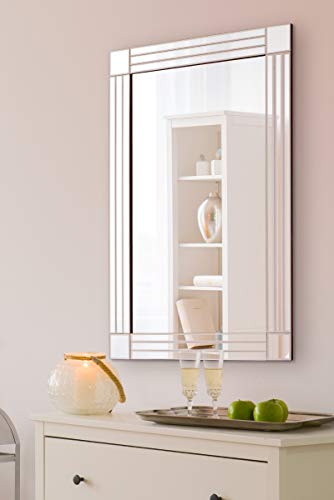 MirrorOutlet Modern Bathroom Wall Mirror 90 x 60cm – Triple Bevelled Glass – Venetian Style Rectangular Mirror – Landscape or Portrait Hanging – Ideal for Vanity, Sink & Bathroom Walls