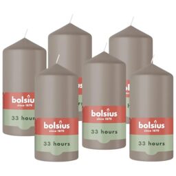 Bolsius – Pillar Candle – Taupe – 12 cm – Burn Time 33 Hours – with Natural Extracts – Natural Plant-Based Wax – No Palm Oil