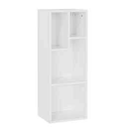 VECELO 3-Tier Bookcase, 4-Cube Storage Shelf with Staggered Design, Open Display Unit for Study, Home Office, Living Room, 30 x 24 x 79.5 cm