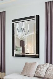 "Barcelona Trading Alison Black Glass Framed Rectangle Bevelled Wall Mirror 40"" x 28"" Very Large"