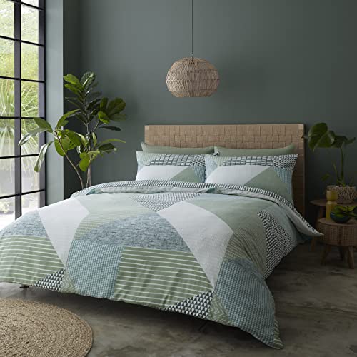 Catherine Lansfield Larsson Geo Green Duvet Cover Set 200 x 220 + 60 x 70 (2)