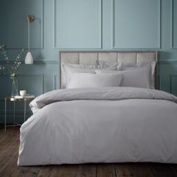 Bianca 180 Thread Count Egyptian Cotton King Duvet Cover Set with Pillowcases Silver Grey