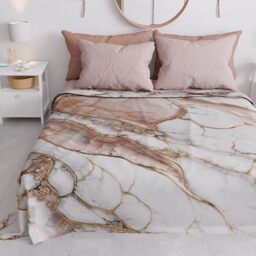 PETTI Artigiani Italiani - Double Bedspread Spring Summer Light Blanket Double Bed Sheets Marble Powder 100% Made in Italy