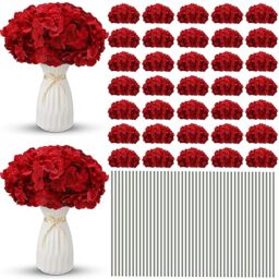 Unittype Silk Hydrangea Artificial Flowers Heads with Stems Full Hydrangea Flowers for Wedding Centerpieces Bouquets DIY Floral Decorations for Home Indoor (Burgundy,300 Pieces)
