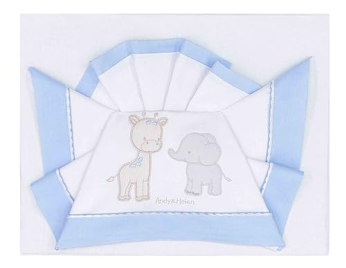 ANDY & HELEN® 3-Piece Set of Top Sheet, Fitted Sheet and Pillowcase, 100% Cotton, Light Blue