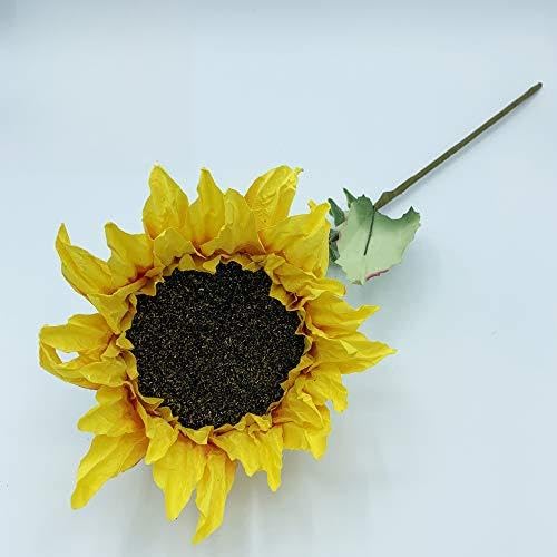 Wellhome Pack of 6 Sunflower Bouquets in Colour 56 x 20 cm, Yellow 20 cm