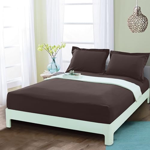 Mocassi Queen Fitted Sheet - Deep Pocket Cooling Sheets up to 16 inch - Hotel Luxury 1800 Thread Count - Softest Sheets - Wrinkle Resistant - 1 Single Bottom Fitted Sheet, Queen, Brown