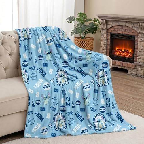 "Northwest Disney x NBA Stitch Throw Blanket Oversized Soft Fleece Silk Touch Throw Official Licensed Bedroom & Couch Decor 62"" x 90"""