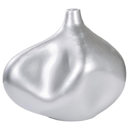 GILDE Jolie Vase Resin Silver Metallic Look Organic Shape Height 34 cm x Width 37 cm