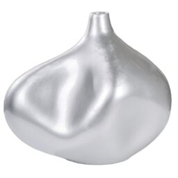 GILDE Jolie Vase Resin Silver Metallic Look Organic Shape Height 34 cm x Width 37 cm