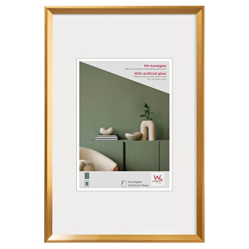 walther design Desire DEX520G Picture Frame with Art Glass, Plastic Frame, 15 x 20 cm, Gold