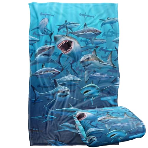 Jq Licensing - Royce Mcclure Wish You Were Here Great White Sharks Silky Touch Super Soft Throw Blanket 91 x 147 Cm