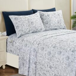 Elegant Comfort Softest and Coziest 6-Piece Sheet Set - 1500 Premium Hotel Quality Microfiber - Deep Pocket, Wrinkle Resistant 6-Piece Paisley Pattern Bed Sheet Set, California King, Paisley Navy