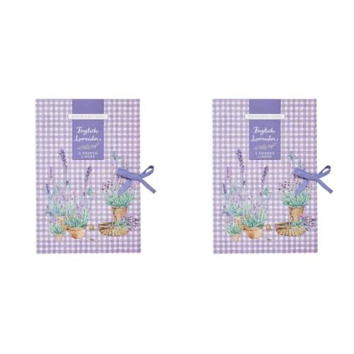 Heathcote & Ivory Scented Drawer Liners, 5 Sheets in Display Tray, Lavender Fragrance, For Cupboards and Wardrobes, Housewarming Beauty Gift, Cruelty and Vegan Friendly (Pack of 2)