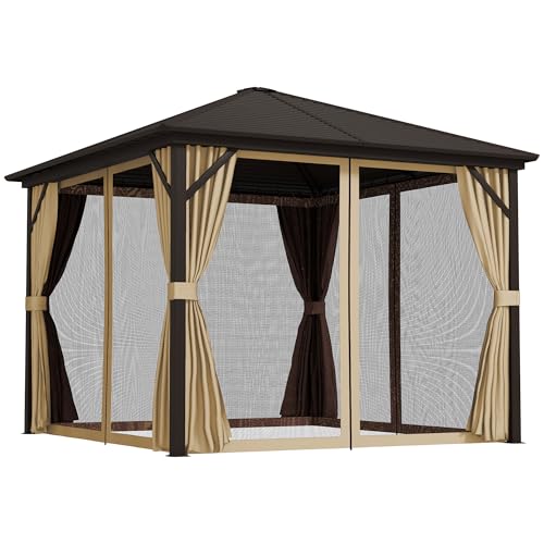 Outsunny 3x3(m) Hardtop Gazebo Outdoor Shelter with Aluminium Frame