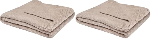 Sleepdown Boucle Chenille Throw Soft Touch Fluffy Fleece Over Sofa Bed Couch Warm Cosy Luxury Blanket Bedspread - Natural - 130cm x 150cm (Pack of 2)