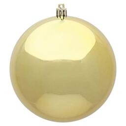 "Vickerman 6"" Shiny Finish Seamless Shatterproof Christmas Ball Ornament, UV Resistant with Drilled Cap, 4 per Bag, Shiny Gold - Easy to Hang - Reliable"