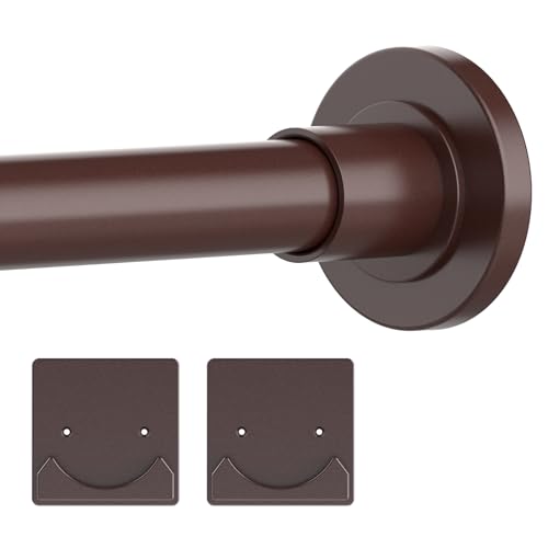 "Thestoa Bronze Shower Curtain Rod Adjustable 30-80"" with Holder, Anti-Rust Shower Rod & Spring Tension Shower Rod No Drill, Shower Curtain Rod for Bathroom Tension Rod"
