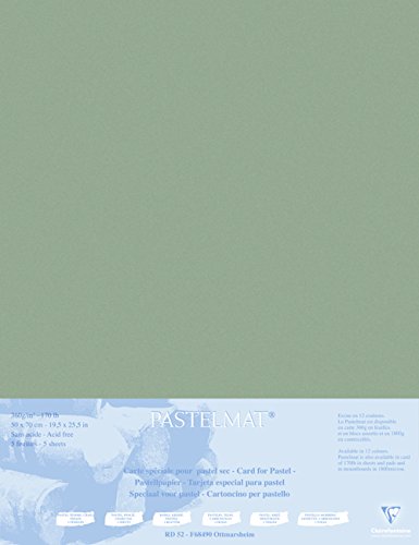 Clairefontaine - Ref 496019C - Pastelmat Mounted Board (5 Sheets) - 1800 Microns - 50 x 70cm - Dark Grey Colour - Specially Formulated For Use With Pastels