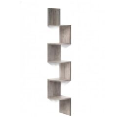 Relaxdays 5-Tier Zigzag Wall-Mounted Corner Shelf, MDF, Light Grey, 125x20x20 cm