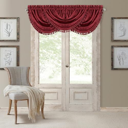 "Elrene Home Fashions Blackout Rod Pocket/Back Tab Window Curtain Panel, Polyester, Rouge, 52"" W x 36"" L (Pack of 1)"