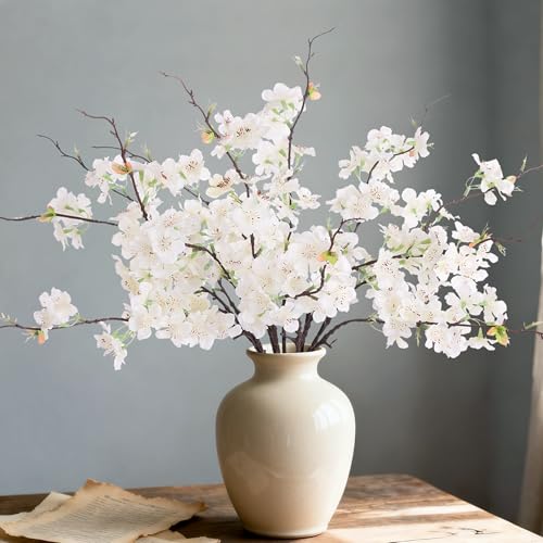 INXUGAO 12 PCS Faux Cherry Blossom Branches D??cor 18.11 Inch Fake Artificial Cherry Flowers for Home Indoor Decoration Vase Arrangement Table Living Room Bedroom Spring Decor