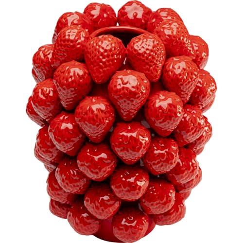 Kare Design Deco Vase Strawberries, Red, Decorative Vase for Flowers, Modern, Room Decor, Home Decor, Table Decoration for Living Room, Bedroom, Home Office, 30x25x25 cm (H/W/D)