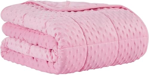 "CuteKing Weighted Blanket - Weighted Blanket with Premium Glass Beads - Heavy Blanket Crystal Velvet for Comfort Sleep - Thick Blanket All Season (7lbs, 40""x60"", Pink Bubble)"