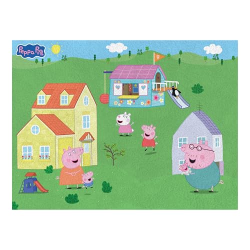 Peppa Pig Officially Licensed Rectangular Rug - Super Soft Rug - Guide Design - Perfect For Kids Bedroom, Playroom, Home Décor - Multicolour - 120 x 90cm