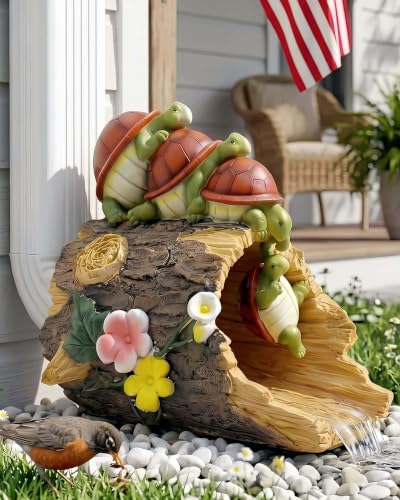 "Euiroet Funny Turtle Gutter Downspout Extender Statue, Garden Ornament, Decorative Gutter Extension Downspout, Perfect Rain Diverter for 3""x4"" Downspouts, Eco-Friendly Resin, Outdoor Decor Gift (8 In)"
