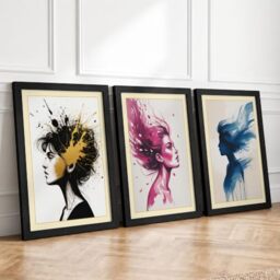 Dissolving Profiles Modern Set of 3 Framed Wall Art Prints A4 (29.7×21cm)