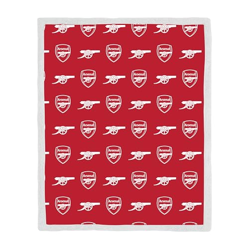 Arsenal FC Officially Licensed Fleece Sherpa Throw Blanket - Super Soft, Football Combo Design - Warm Super Soft Feel Red Throw - Perfect for Home, Bedroom, Sleepovers & Camping