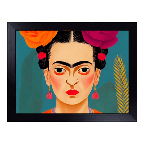 Lap Tray with Bean Bag Cushion, Frida Kahlo - Handmade in the UK, Raised Wooden Edge, Padded Cushion, Heat-Resistant Wipe-Clean Surface, for Meals, Laptops and Crafts