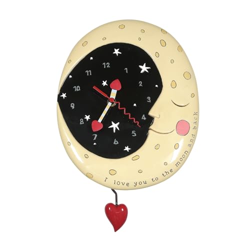 Enesco 6014460 Allen Designs Desk Clock, Moon and Back 9.06 Inches
