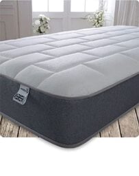 Starlight Beds Essentials Large Brick 5ft Hybrid Spring and Memory Foam Mattress. Budget-Friendly with Elegant Grey Design, Soft Firmness, 7.5 Inch Deep Kingsize Mattress (150x200x19cm)