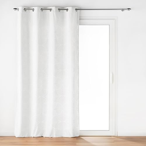 Douceur d'Intérieur, Curtain with Eyelets 135 x 260 cm Eva White Velvet Devoré