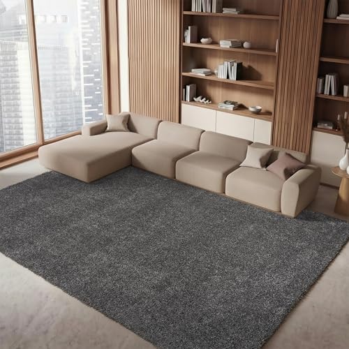 Safavieh August Shag Collection Shaggy Rug for Living Room Dining Room Bedroom Short Pile Grey 96 x 120 Inch