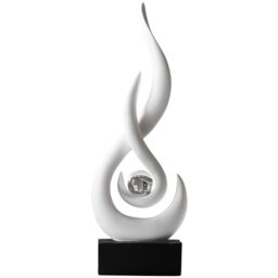 AWNR Abstract White Sculpture Decor: Flame Statue with Glass Ball Resin Art Figurines Unique Centerpiece Table Decorations Modern Home Decor Living Room TV Stand Coffee Table Office Decor