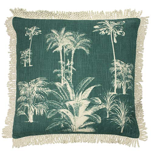 Paoletti Ecuador Polyester Filled Cushion, Cotton, Emerald/Natural