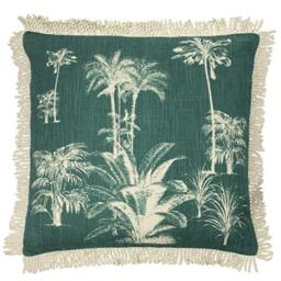 Paoletti Ecuador Polyester Filled Cushion, Cotton, Emerald/Natural