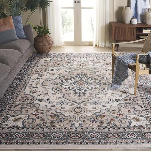 Safavieh Traditional Rug for Living Room, Dining Room, Bedroom - Lyndhurst Collection, Short Pile, in Cream and Beige, 240 x 300 cm
