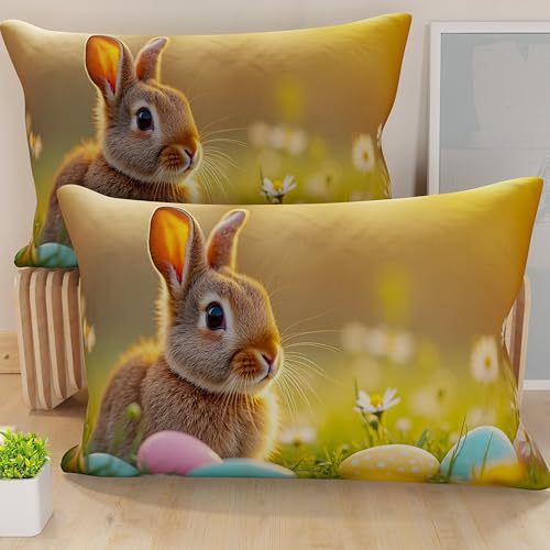 PETTI Artigiani Italiani - Set of 2 Easter Cushion Covers 40x70 cm in Microfibre, Easter Decorative Cushions for Bedroom, Sofa and Living Room, 2 Decorative Pillow Covers, 100% Made in Italy