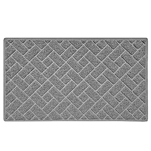 Nicoman Diamond Quilted Shape Low Profile Outdoor Dirt-Trapper Door Mat Washable Barrier Heavy Duty Doormat – (Drainage Open-Back, Grey, 75 x 44cm)