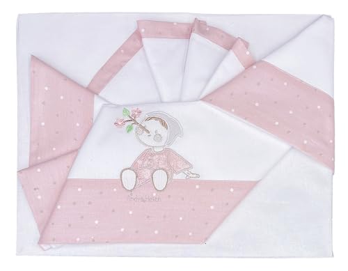 Andy&Helen Complete 3 Piece Embroidered Cot Sheet + Elastic Bottom Sheet and Pillow Case Fits Maxi Cribs, Next to Me, Side Bed